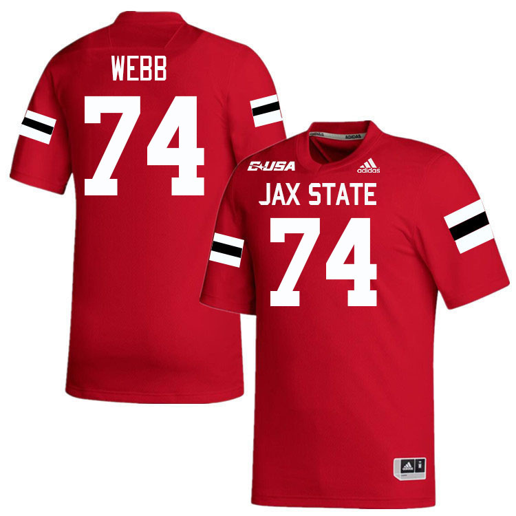 #74 Clay Webb Jacksonville State Gamecocks College Football Jerseys Stitched-Red